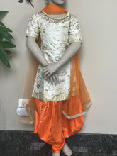 Load image into Gallery viewer, Patiyala Pant Top Set for Girls Cream &amp; Orange
