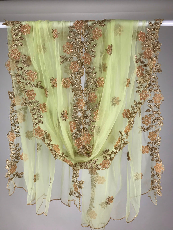 Light green Zardosi work net dupatta