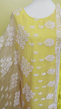 Load and play video in Gallery viewer, Yellow and White Georgette chikankari Kurti for Women
