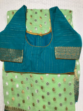 Load image into Gallery viewer, Light Green Khaddi Georgette Saree With Stitched  Blouse
