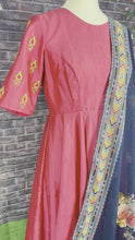 Load and play video in Gallery viewer, Dark pink color pure silk maggam work long dress
