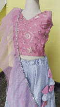 Load and play video in Gallery viewer, Pink and Gray Crop Top Lehenga Set

