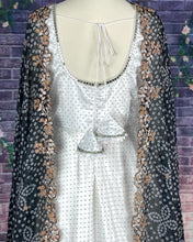 Load image into Gallery viewer, White Long dress with black bandhini Duppatta
