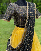 Load image into Gallery viewer, Yellow Embroidery Lehanga with Black BL and Duppatta
