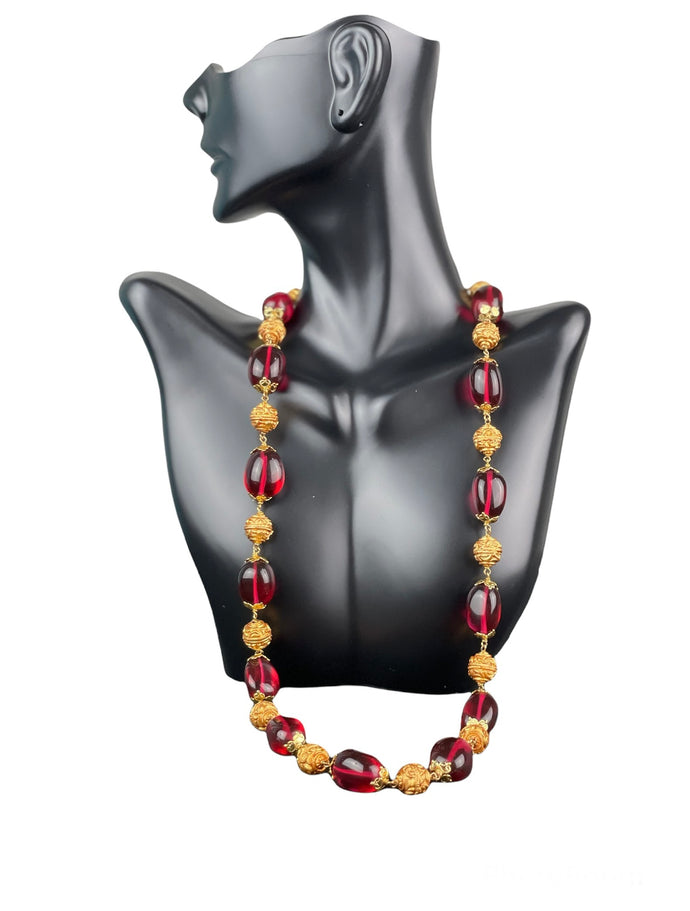 1 Gram Gold Ruby beads Necklace 16