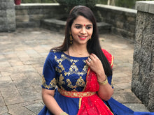 Load image into Gallery viewer, Navy blue pure raw silk work long dress
