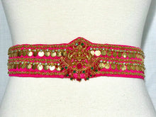 Load image into Gallery viewer, Pink Color Kasu Work Raw Silk Waist Belt
