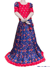 Load image into Gallery viewer, Blue and pink combo Patola silk lehanga set
