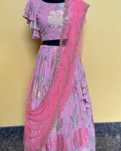 Load image into Gallery viewer, Pink sequence Georgette lehanga set with Duppatta
