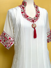 Load image into Gallery viewer, White and red color combo georgette shalwar set
