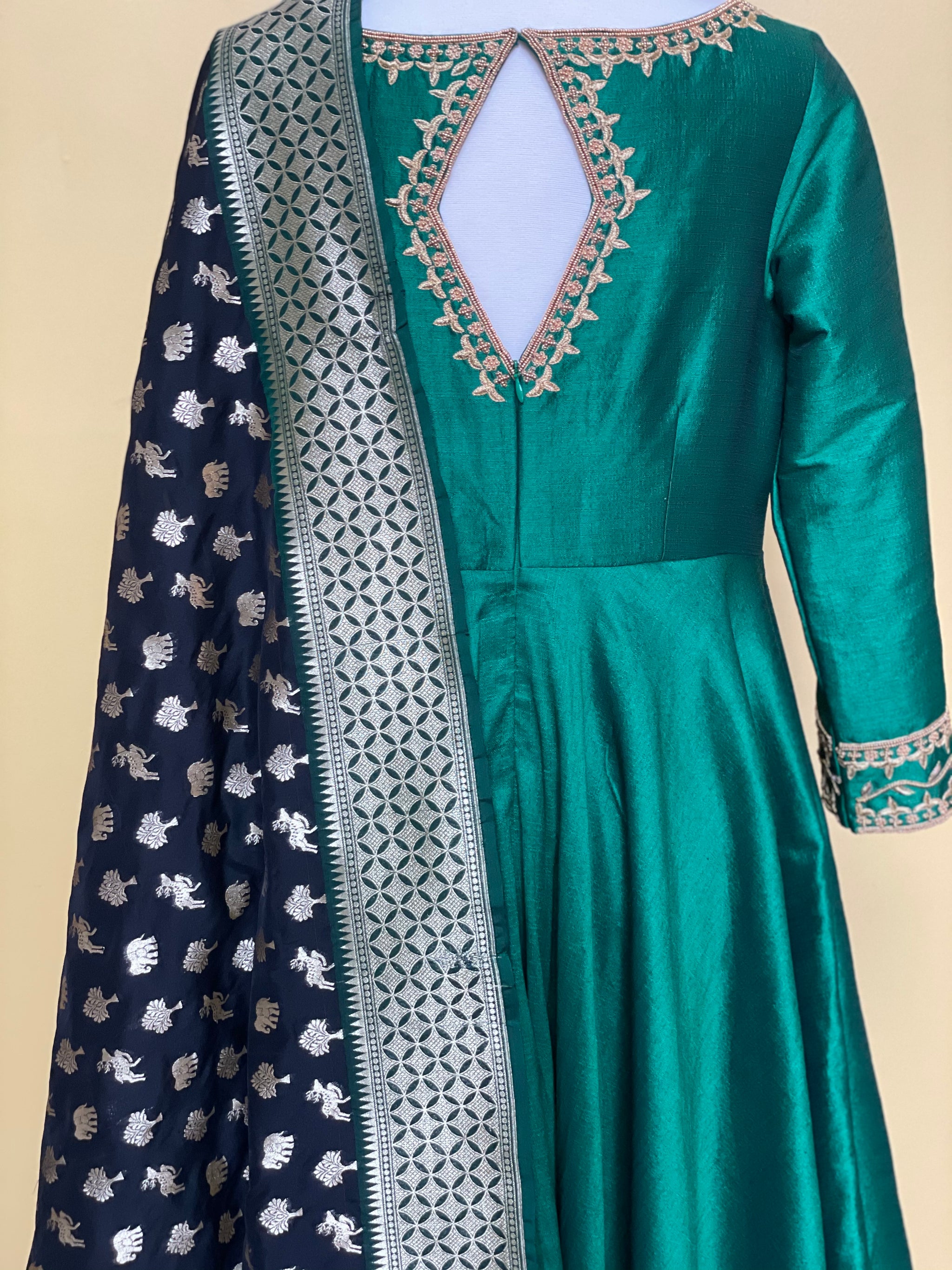 raw silk dress with banarasi dupatta Banarasi Dupatta Banarasi Silk Dress Designs A Pale Green Pure Silk Dress  Paired With A Shaded Banarasi Dupatta