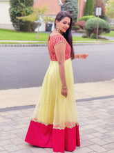 Load image into Gallery viewer, Yellow and pink combo long dress
