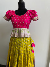 Load image into Gallery viewer, Pink and Lime green color kids traditional Lehanga set
