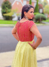 Load image into Gallery viewer, Yellow and pink combo long dress
