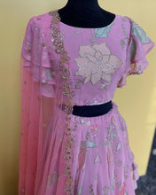 Load image into Gallery viewer, Pink sequence Georgette lehanga set with Duppatta

