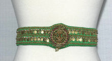 Load image into Gallery viewer, Green Color Kasu Work Raw Silk Waist Belt
