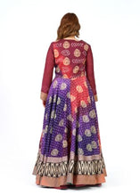 Load image into Gallery viewer, Maroon Long Dress with Beautiful Purple Bandhini Silk Jacket
