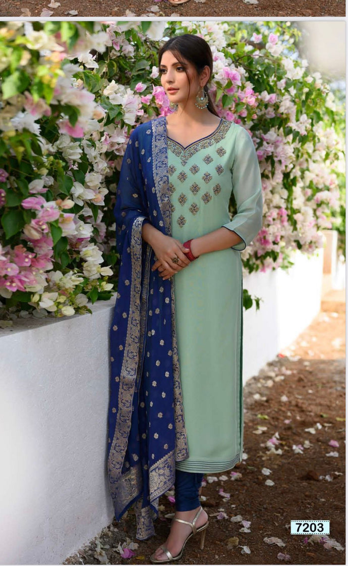 Green and blue Combo Shalwar Suit Set