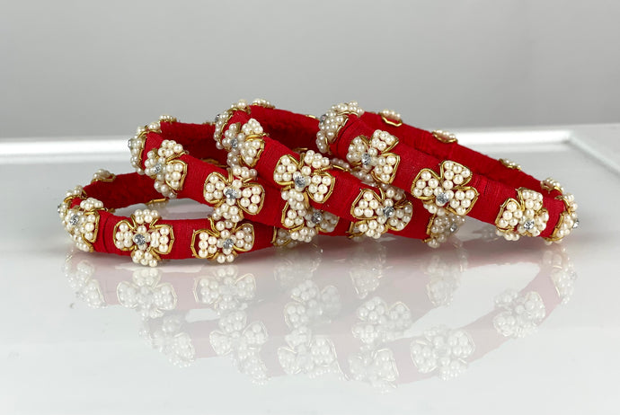 Thin Raw Silk Bangles Set of 4