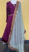 Load image into Gallery viewer, Burgundy color satin silk shalwar set
