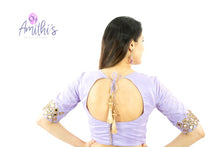 Load image into Gallery viewer, Lavender Color Real Mirror work Raw Silk Designer Work Blouse
