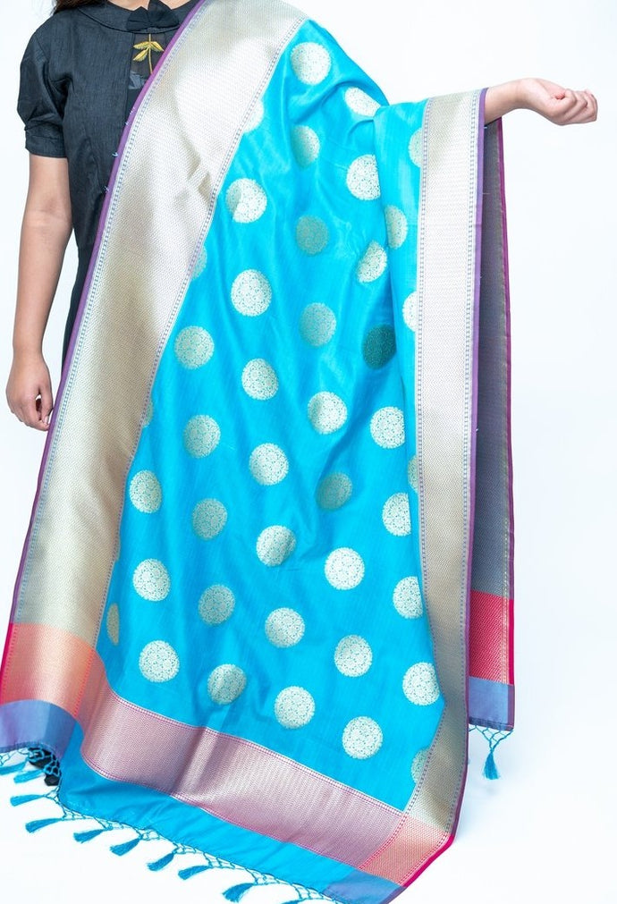Blue Color Pure Banaras Silk Dupatta