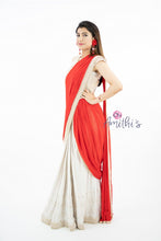 Load image into Gallery viewer, Red Color Pearl Work Ready To Wear saree
