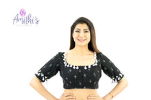 Load image into Gallery viewer, Black Ikkat Cotton Blouse With Tassel Work
