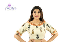 Load image into Gallery viewer, Kalamkari Work Blouse With Peach Tassel Hand Work
