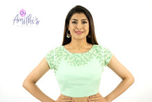 Load image into Gallery viewer, Mint Green Short Sleeve Pearl Work Blouse
