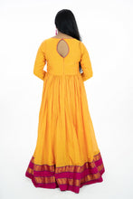 Load image into Gallery viewer, Mustard Yellow Long Dress With Pink Zari Border
