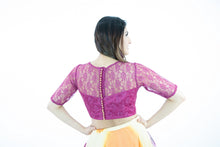 Load image into Gallery viewer, Multi Color Designer Net Blouse and Lehenga Set
