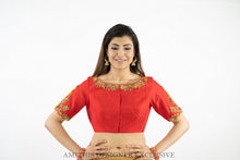 Load image into Gallery viewer, Red Maggam Work Blouse
