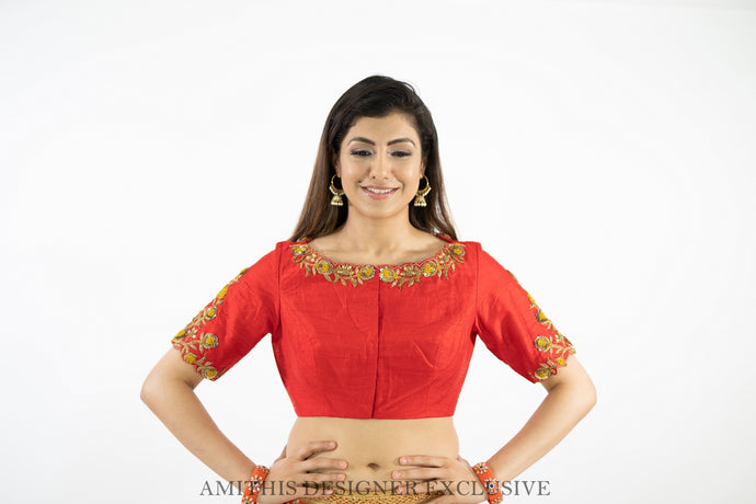 Red Maggam Work Blouse