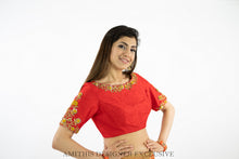 Load image into Gallery viewer, Red Maggam Work Blouse
