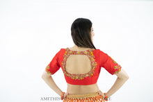 Load image into Gallery viewer, Red Maggam Work Blouse
