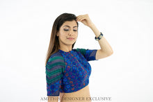 Load image into Gallery viewer, Blue Net Embroidery Work Blouse
