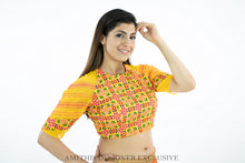 Load image into Gallery viewer, Yellow Net Embroidery Work Blouse
