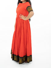 Load image into Gallery viewer, Red Cotton Long Frock With Black Zari Border
