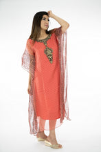 Load image into Gallery viewer, Dark Coral &amp; Black Combo Embroidery Work Kaftan
