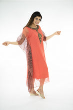 Load image into Gallery viewer, Dark Coral &amp; Black Combo Embroidery Work Kaftan
