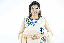 Load image into Gallery viewer, Royal Blue Lehenga With Cream Embroidery Art Silk Kurti Set
