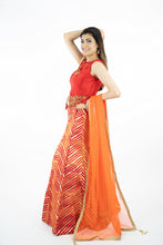 Load image into Gallery viewer, Orange Color Semi Banaras Silk Lehenga Set
