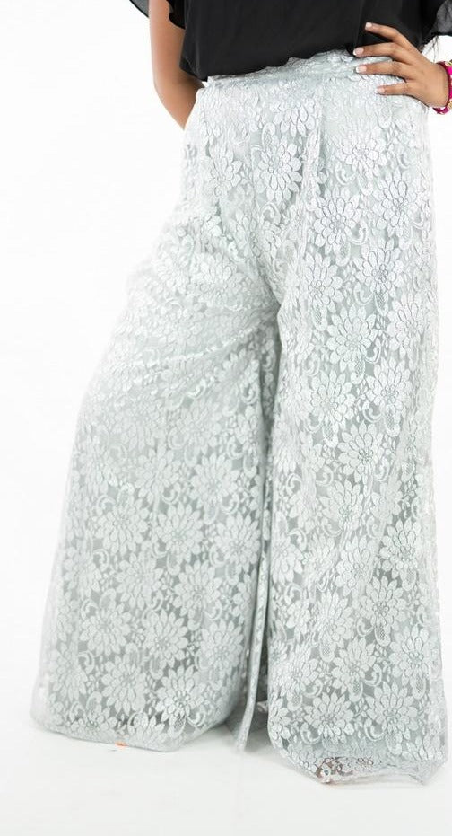 Silver Shimmer Floral net Palazzo