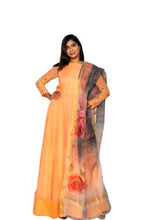 Load image into Gallery viewer, Peach Georgette Anarkali Dress With Dupatta
