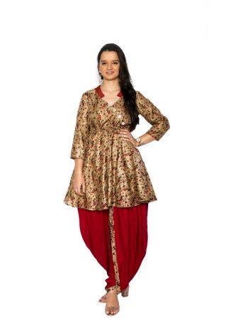 Stunning Red & Mustard Patiala Suit