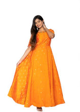 Load image into Gallery viewer, Orange Raw Silk Maxi Dress
