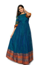 Load image into Gallery viewer, Beautiful Cotton &amp; Zari Border Cotton Maxi Dress
