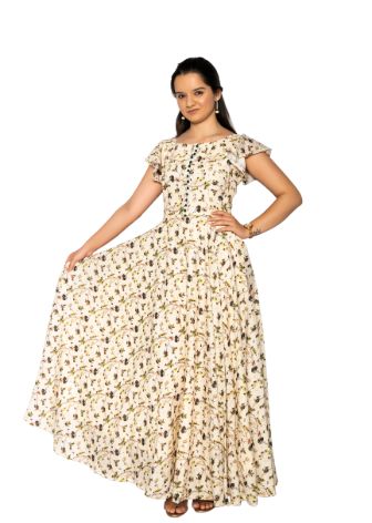 Simple White Floral Maxi Dress