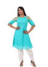Load image into Gallery viewer, Punjabi Style Blue Patiyala Suit
